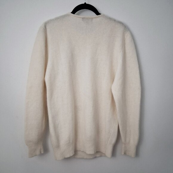 Vintage Ivory Pearl Beaded Sweater, Lambswool Angora Blend - Picture 2 of 8